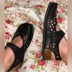 Think! Leather Mary Jane Slip On’s